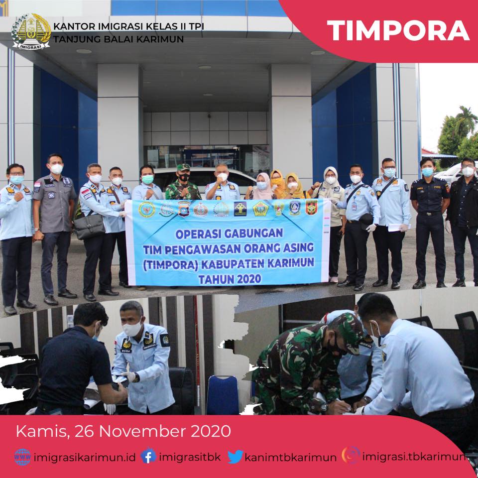 Operasi Gabungan Tim Pengawasan Orang Asing (TIMPORA) Kabupaten Karimun Tahun 2020