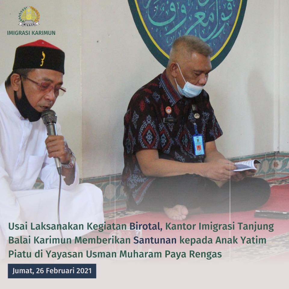 Usai Gelar Pembinaan Rohani dan Mental, Kantor Imigrasi Kelas II Tanjung Balai Karimun Santuni Anak Yatim