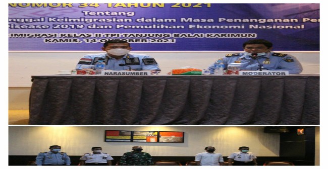 Kantor Imigrasi Kelas II TPI Tanjung Balai Karimun Gelar Sosialisasi Permenkumham Nomor 34 Tahun 2021