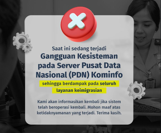 Sahabat Mido Saat ini Sedang Terjadi Gangguan Kesisteman Pada Pusat Data Nasional (PDN) Kominfo
