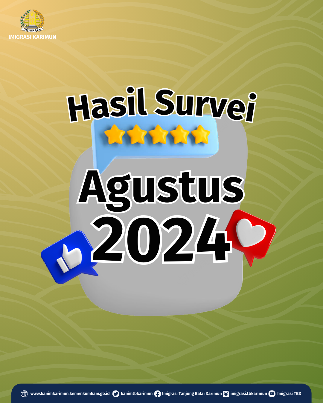 Hasil Survei Presepsi Kualitas Pelayanan dan Persepsi Anti Korupsi (SPKP/SPAK) untuk bulan Agustus Tahun 2024